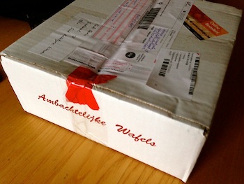 Doos ambachtelijke wafels. Njamnjam!